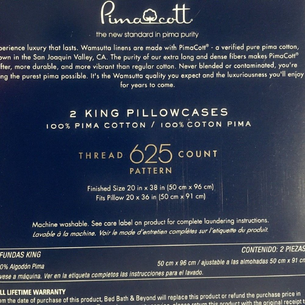 new LIGHT BLUE Wamsutta 625 TC SCROLL PATTERN 100% Cotton KING Pillowcases - Picture 4 of 5
